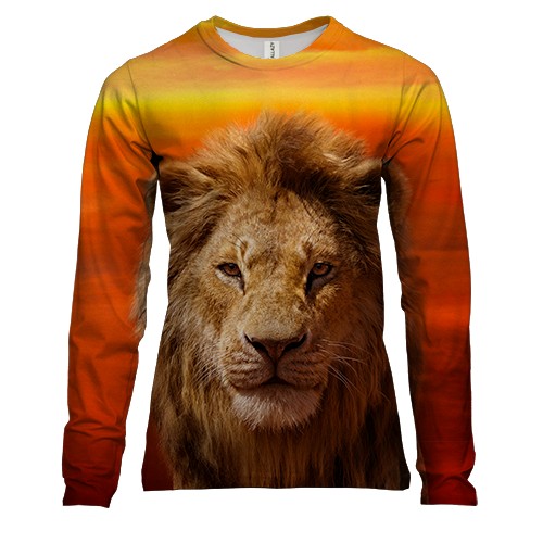 Жіночий 3D лонгслів Льв на заході сонця (2)