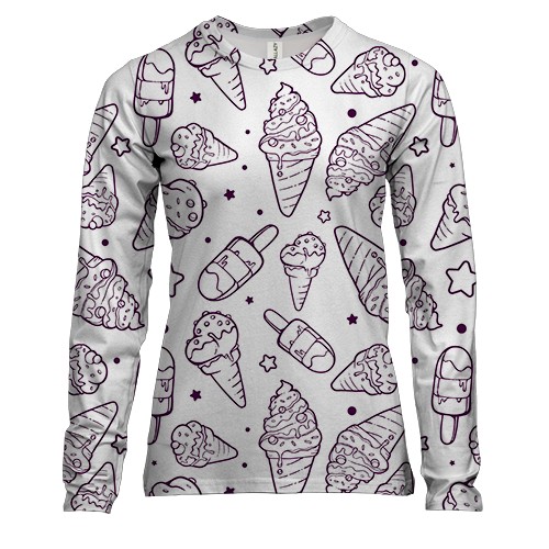 Женский 3D лонгслив с мороженым (контур)