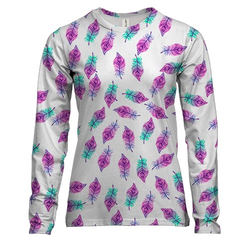 Женский 3D лонгслив с перьями