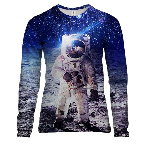 Женский 3D лонгслив с космонавтом на луне