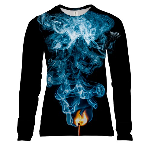 Женский 3D лонгслив с горящей спичкой