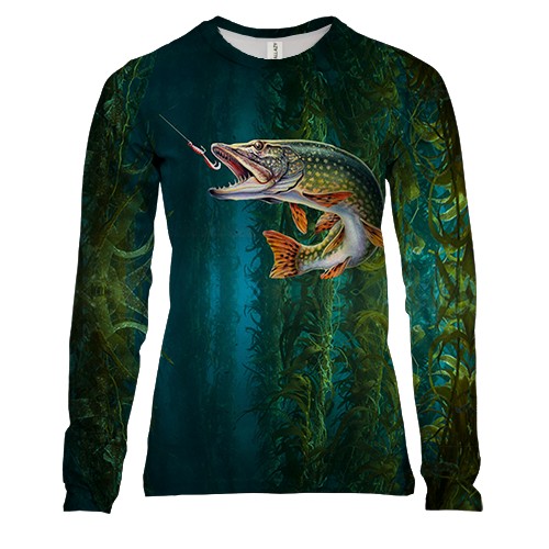 Женский 3D лонгслив Рыба в воде
