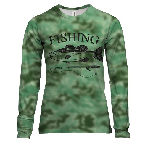 Женский 3D лонгслив Рыбалка