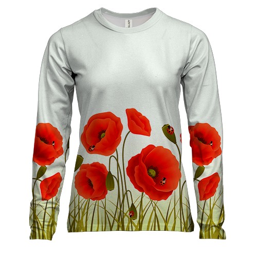 Женский 3D лонгслив с маками