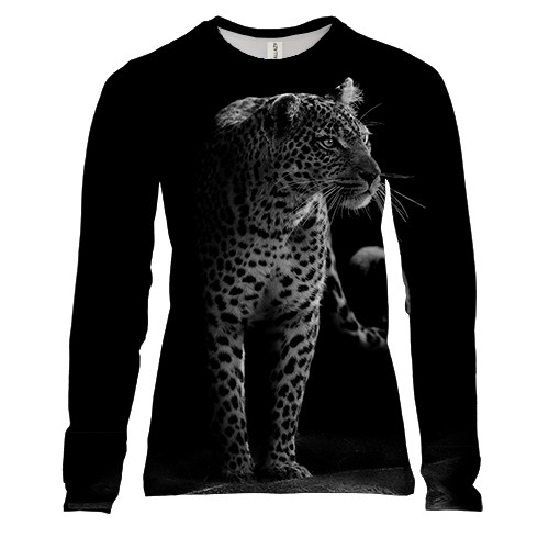 Женский 3D лонгслив с черно-белым леопардом
