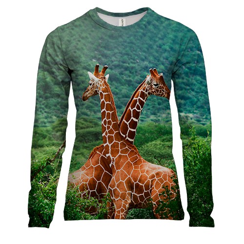 Женская 3D футболка с длинными рукавами с жирафами
