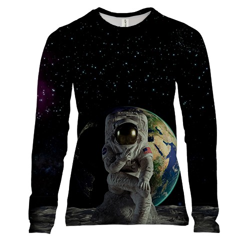 Женский 3D лонгслив Космонавт на Луне