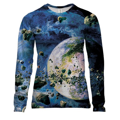 Женская 3D футболка с длинными рукавами с поясом астероидов