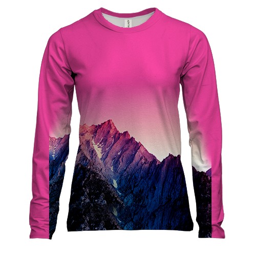 Женская 3D футболка с длинными рукавами с горным хребтом