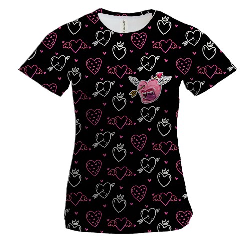 Жіноча 3D футболка Love and hearts pattern 4