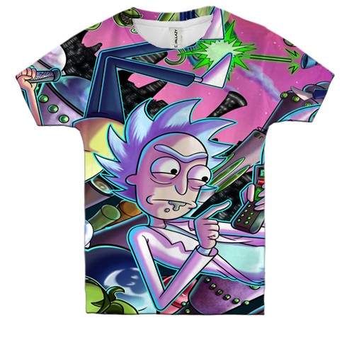 Детская 3D футболка "Рик и Морти" паттерн