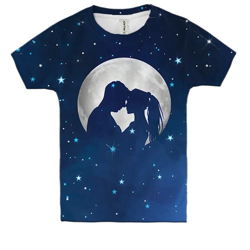 Дитяча 3D футболка Силует закоханих на місяць