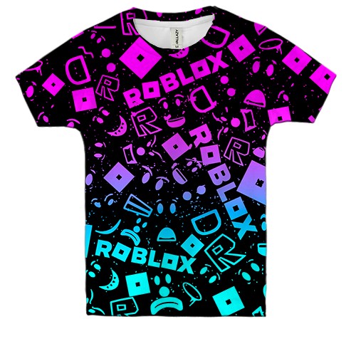 Детская 3D футболка ROBLOX neon logo pattern