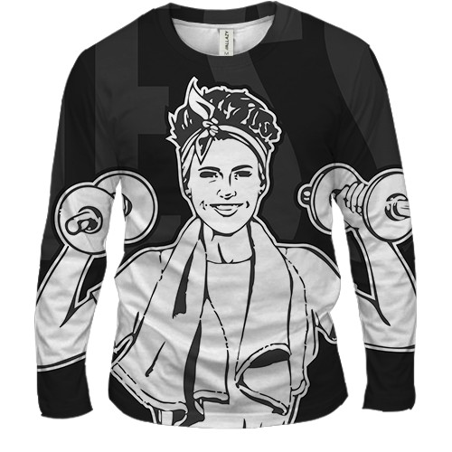 Чоловічий 3D лонгслів с фитнесс девушкой