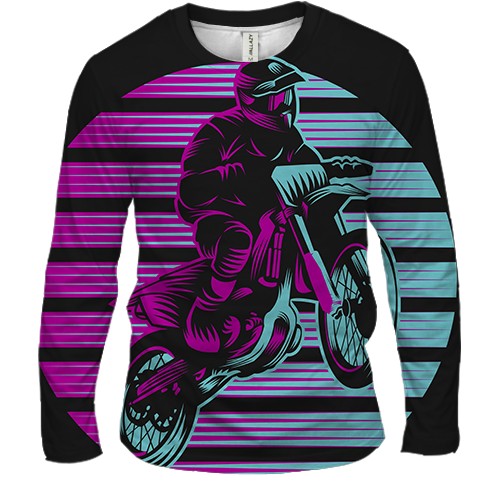 Чоловічий 3D лонгслів з мотоциклістом в польоті