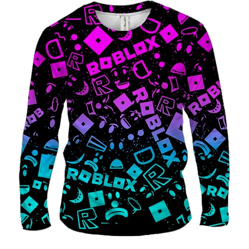 Мужской 3D лонгслив ROBLOX neon logo pattern