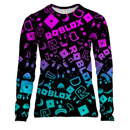 Женский 3D лонгслив ROBLOX neon logo pattern