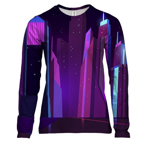 Жіночий 3D лонгслів з нічним неоновим містом