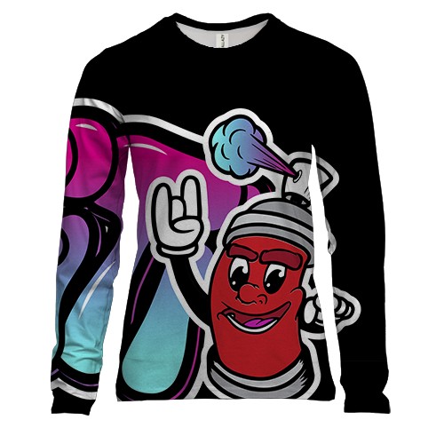 Женский 3D лонгслив с граффити баллончиком