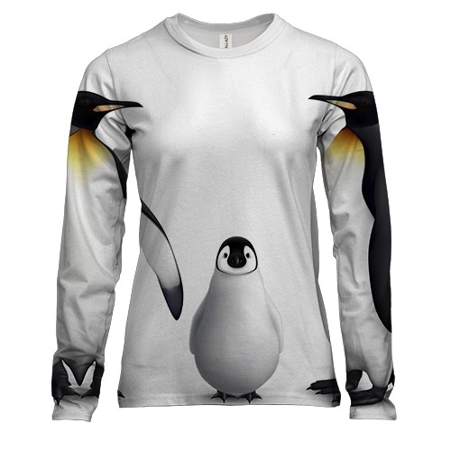 Женский 3D лонгслив с семьей трех пингвинов
