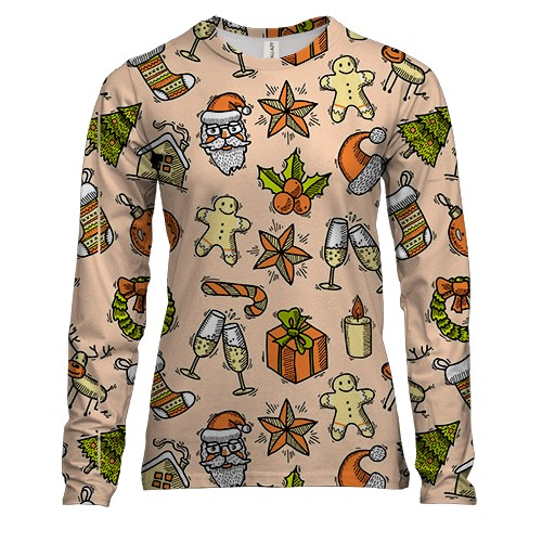 Жіночий 3D лонгслів Новорічний патерн 25
