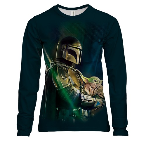 Женский 3D лонгслив Мандалорец с Грогу