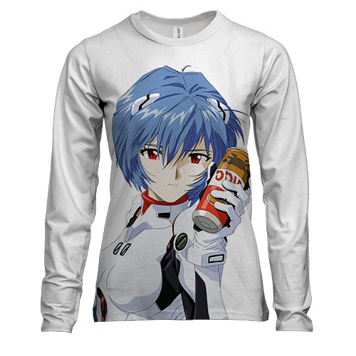 Женский 3D лонгслив Аянами Рей с кофе