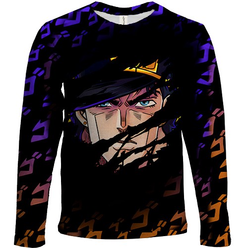Детский 3D лонгслив Лицо Джотаро - JOJO`S BIZARRE ADVENTURE