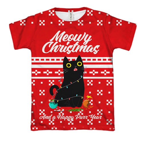 3D футболка Meowy Christmas