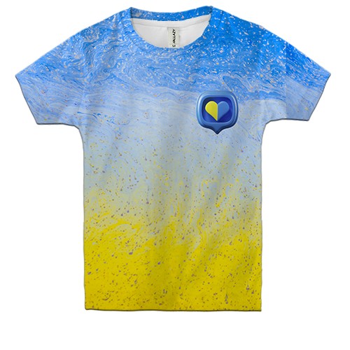 Детская 3D футболка "Абстрактные волны в цветах флага"