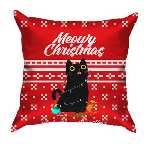 3D подушка Meowy Christmas