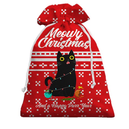 3D Подарочный мешочек Meowy Christmas