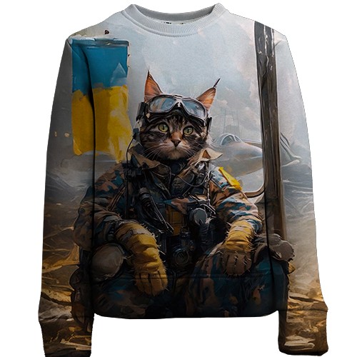 Детский 3D свитшот Кот военный