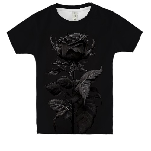 Дитяча 3D футболка з чорною трояндою