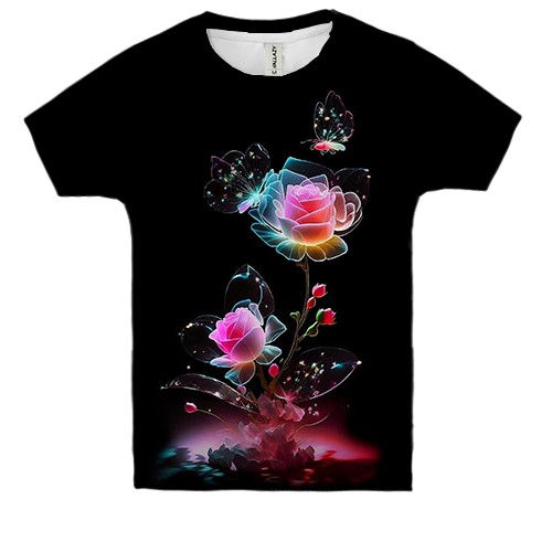 Детская 3D футболка со сказочной розой