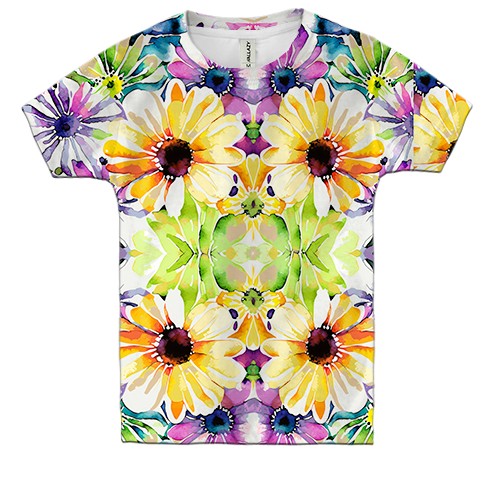 Детская 3D футболка Цветочный калейдоскоп