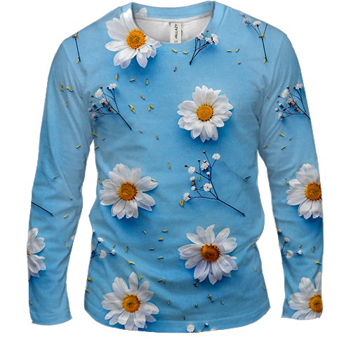 Чоловічий 3D лонгслів Ромашки (АРТ)