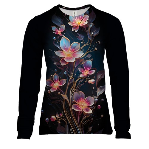 Жіночий 3D лонгслів з декоративними арт-квіти