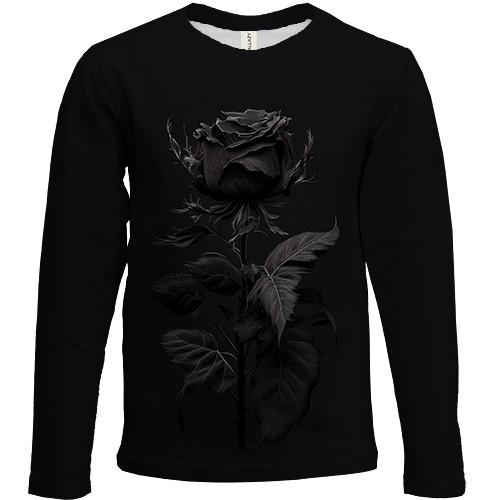 Детский 3D лонгслив с черной розой