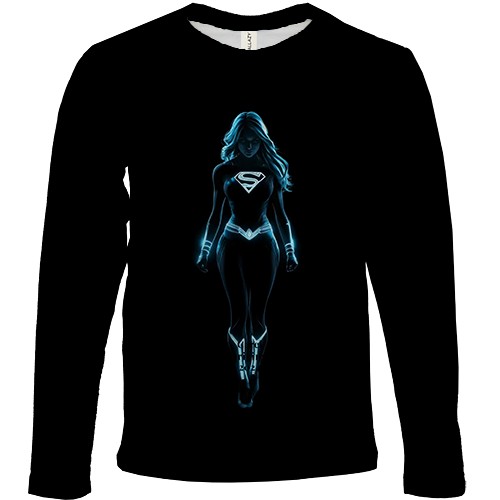 Детский 3D лонгслив Super Woman Neon