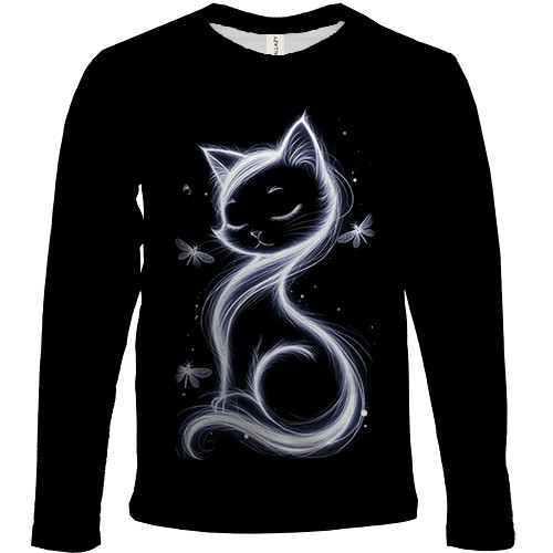 Детский 3D лонгслив с дымчатой кошкой