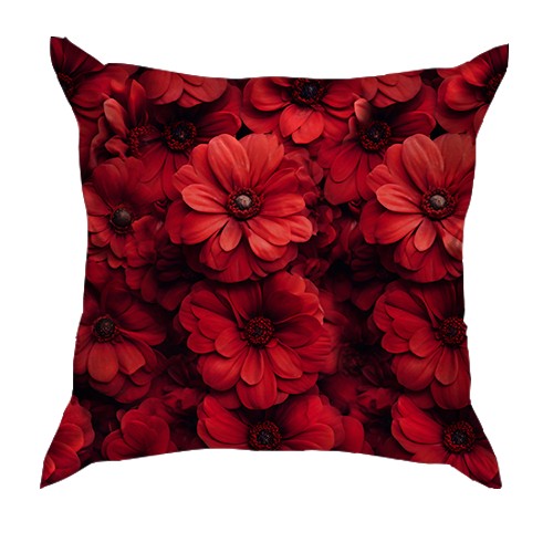 3D подушка с красными хризантемами