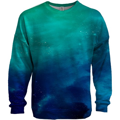 3D світшот з бірюзовим космосом