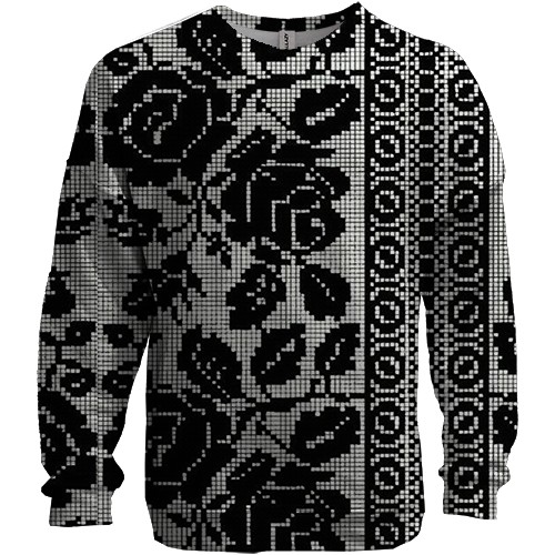 3D свитшот с черной вышиванкой и цветами