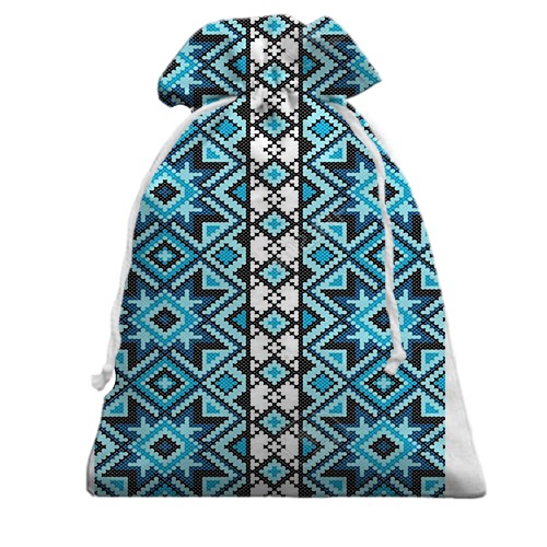 3D Подарочный мешочек с голубой вышиванкой