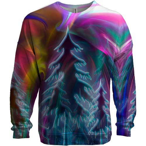 3D світшот з ялинковим пейзажем