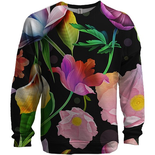 3D свитшот с иллюстрированными цветами