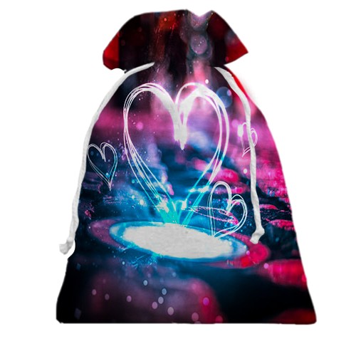 3D Подарочный мешочек с неоновым сердцем в луже