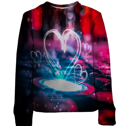 Дитячий 3D світшот з неоновим серцем в калюжі