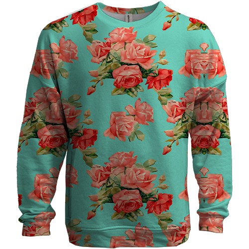 3D свитшот с розами на обоях